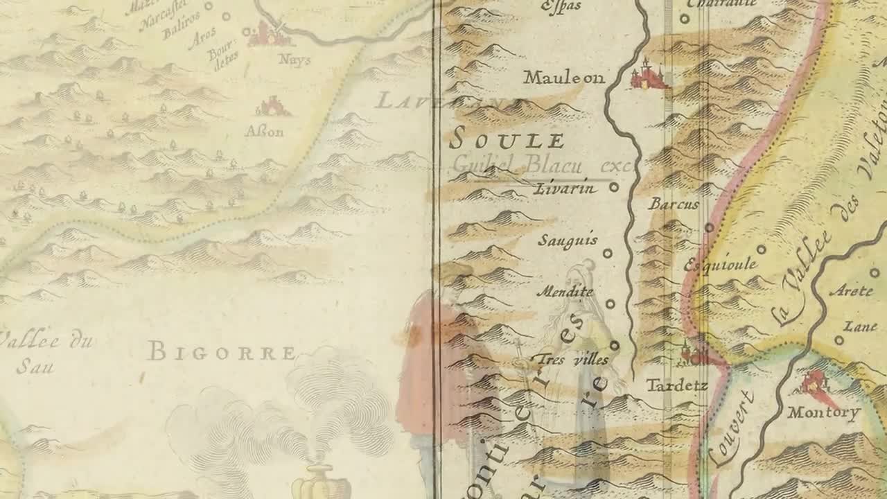 ベアルン地方の地図 } 古フランス地図：ポー、オルテズ、ビルレ - Etsy